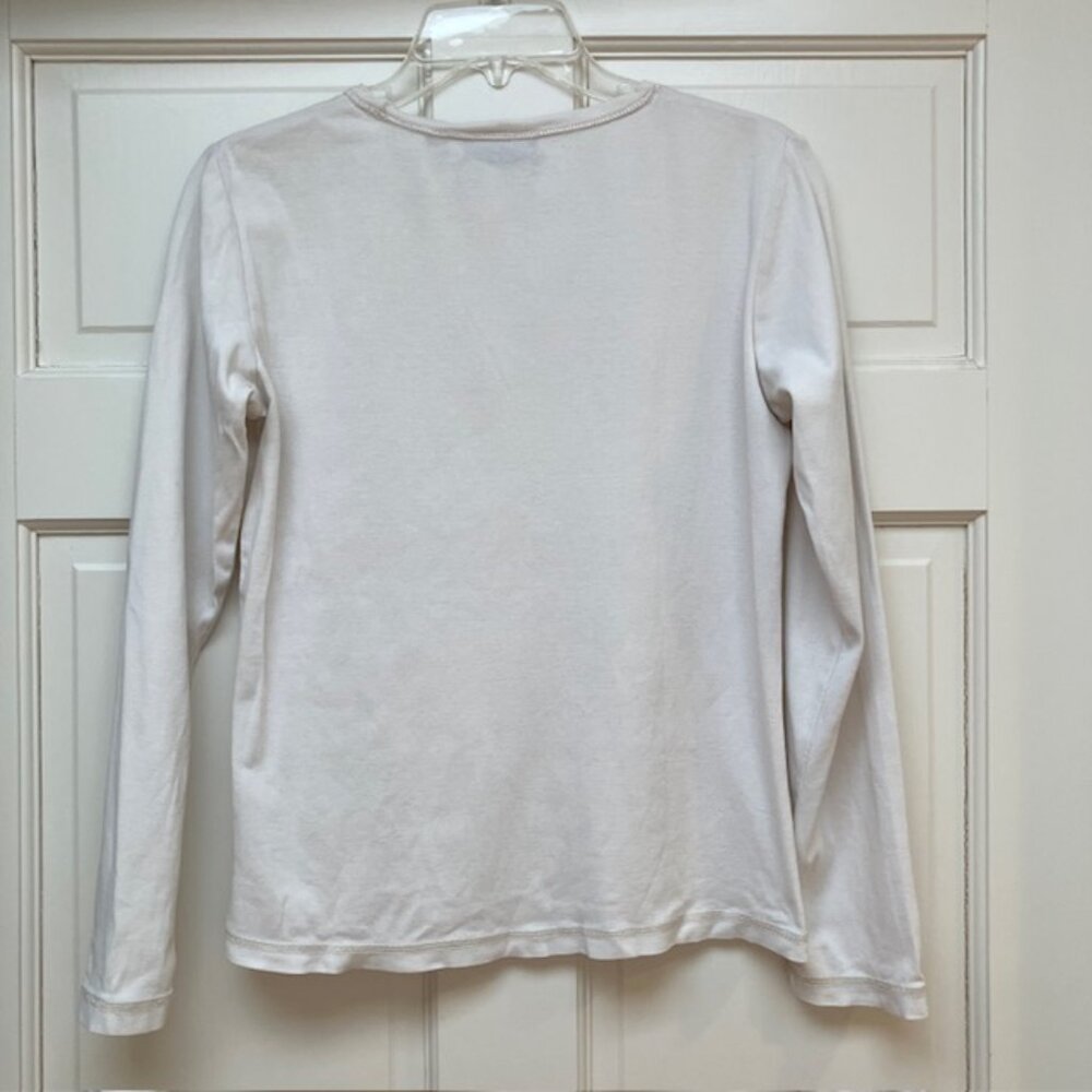 Amber Sun Long Sleeve Ivory colored 100% Cotton T Shirt S - Picture 3 of 8